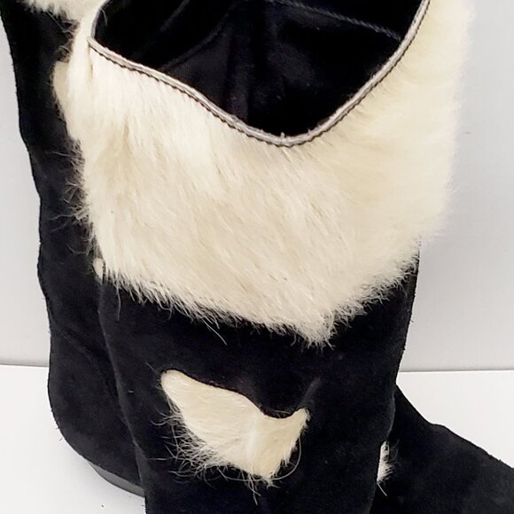 Fish Cam: Women's Black mid-calf Suede fir motif Boot , Size 6M - Picture 7 of 15